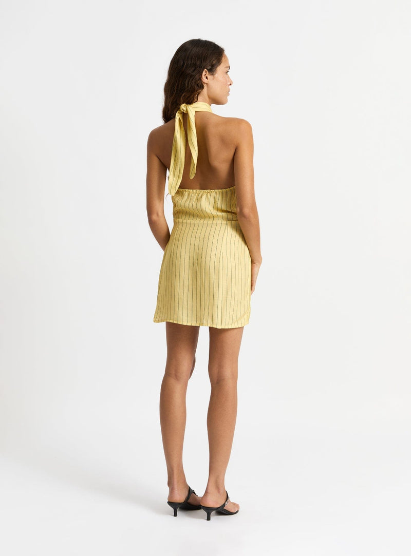 laagam AMAZONA YELLOW SHORT DRESS Promoción trimestral