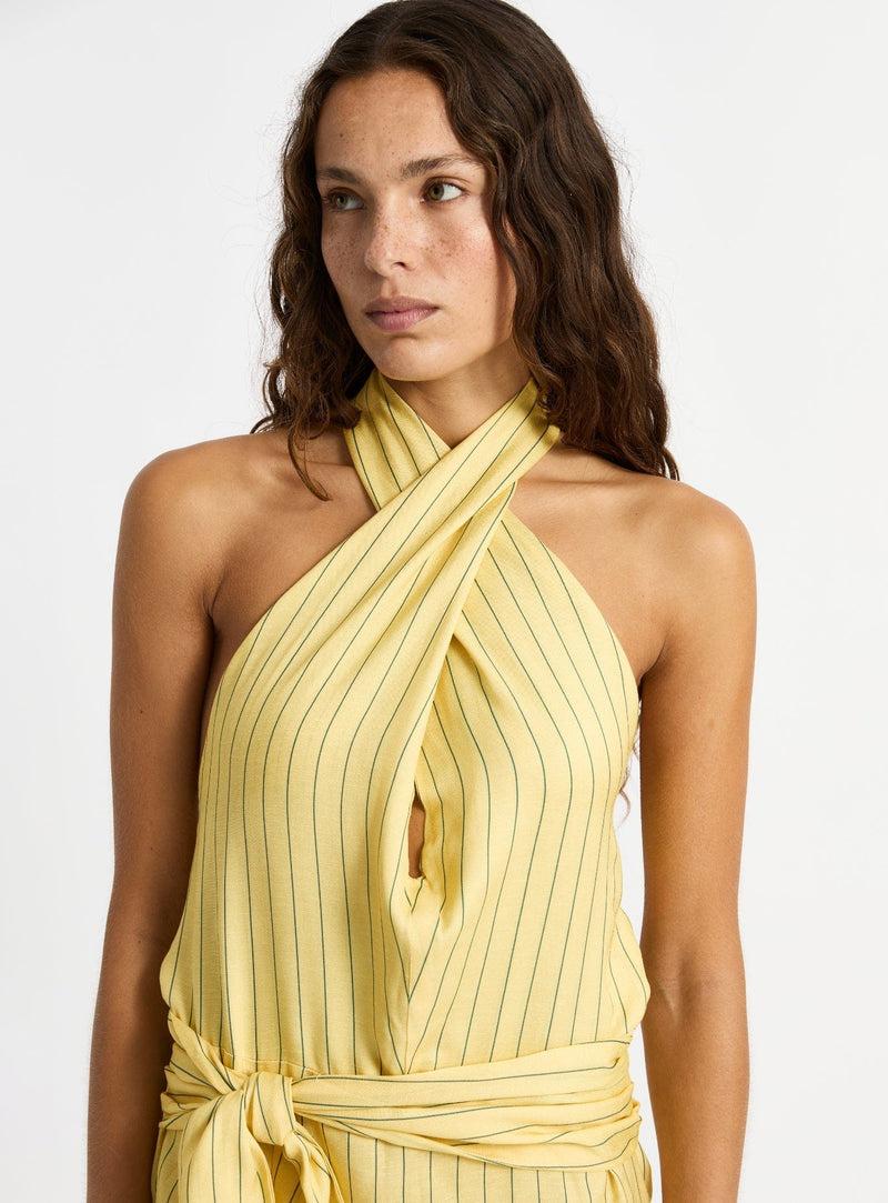 laagam AMAZONA YELLOW SHORT DRESS Promoción trimestral