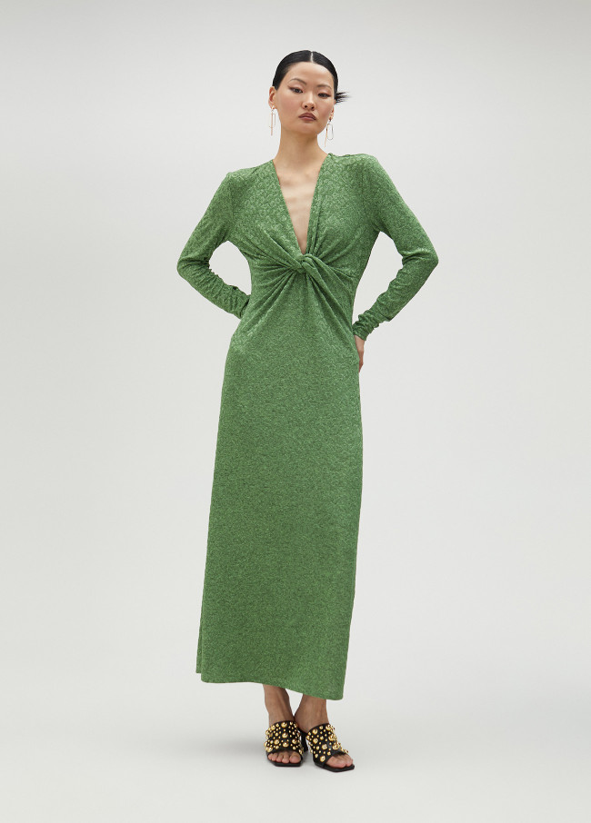 lola casademunt Vestido largo con escote drapeado Tienda