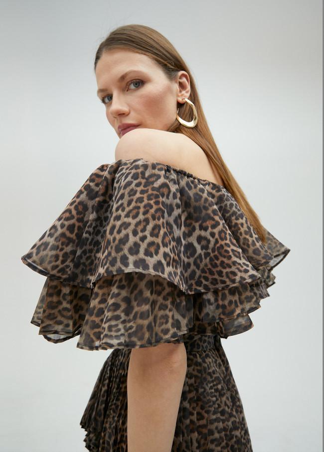 lola casademunt Top volantes animal print En oferta