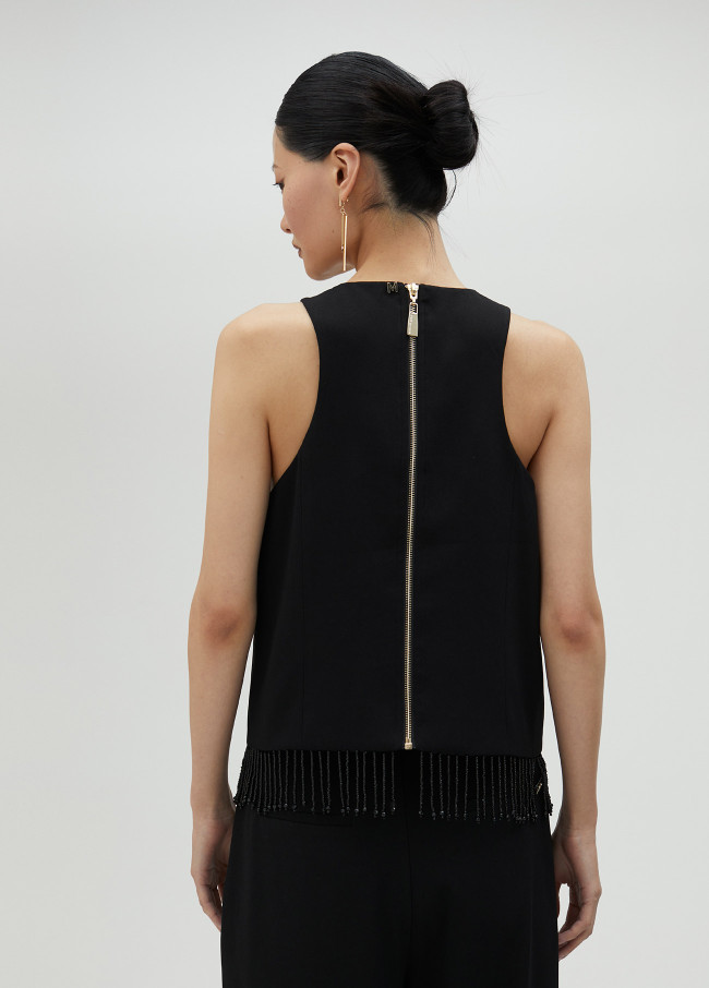 lola casademunt Top con flecos y pedrería Ofertas especiales