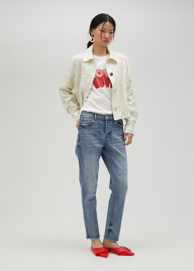 lola casademunt Chaqueta corta con lentejuelas Gran oferta
