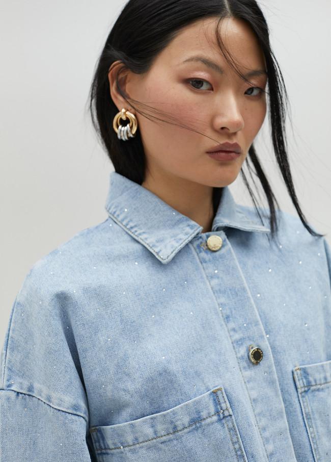 lola casademunt Chaqueta denim con strass Rebajas de fábrica