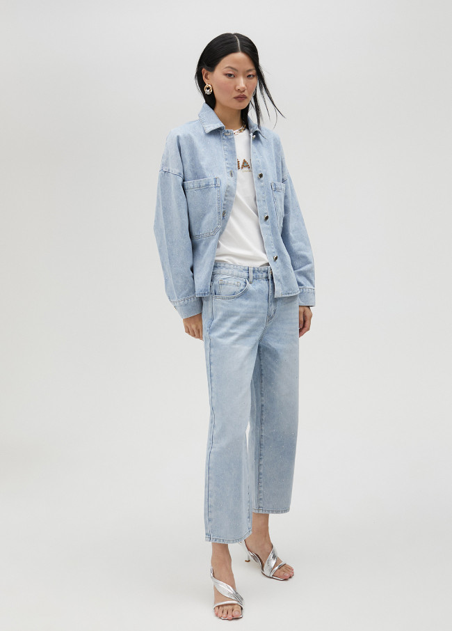 lola casademunt Chaqueta denim con strass Rebajas de fábrica
