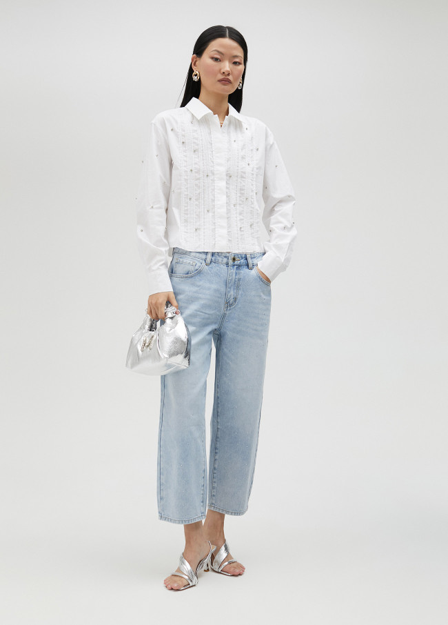 lola casademunt Camisa corta con strass Precios de Black Friday