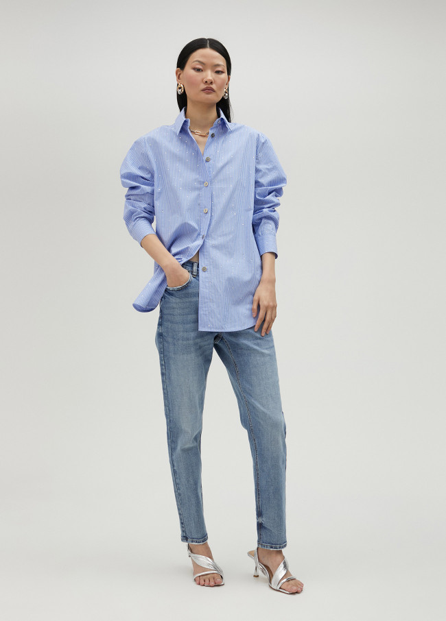 lola casademunt Camisa de rayas con strass Última moda