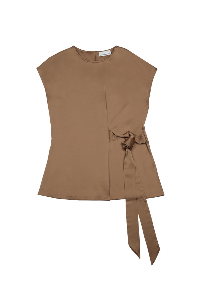 lola casademunt Blusa satinada atada en cintura Ofertas especiales