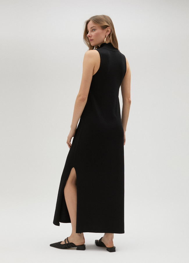 lola casademunt Vestido negro de punto con tachas Rebajas de fábrica