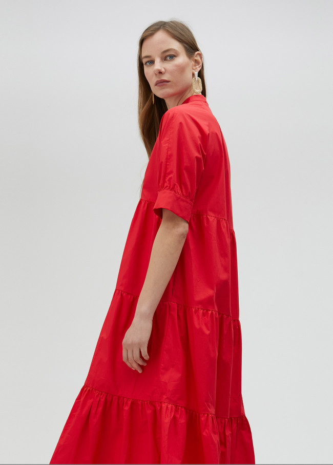 lola casademunt Vestido largo con volantes Tienda