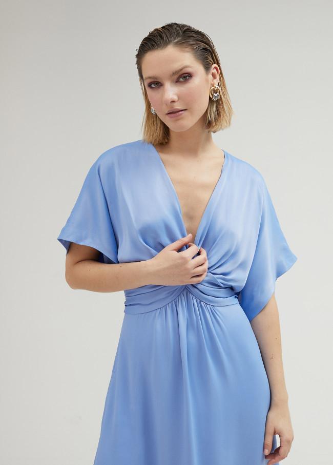 lola casademunt Vestido largo con drapeado en cintura Tienda