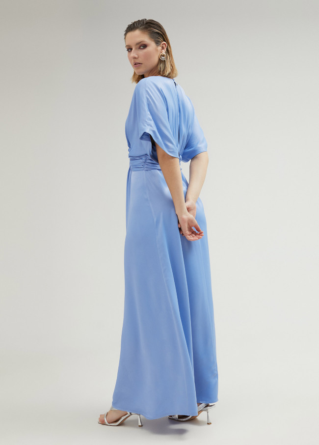 lola casademunt Vestido largo con drapeado en cintura Tienda