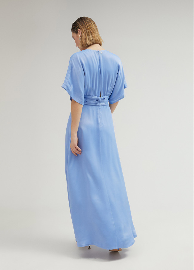 lola casademunt Vestido largo con drapeado en cintura Tienda