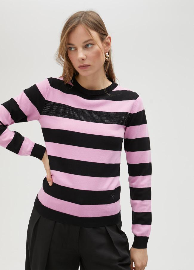 lola casademunt Jersey bicolor de rayas y detalle strass Solo hoy