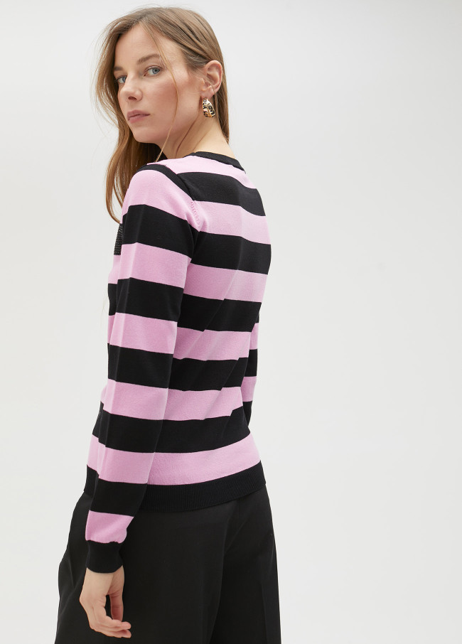 lola casademunt Jersey bicolor de rayas y detalle strass Solo hoy