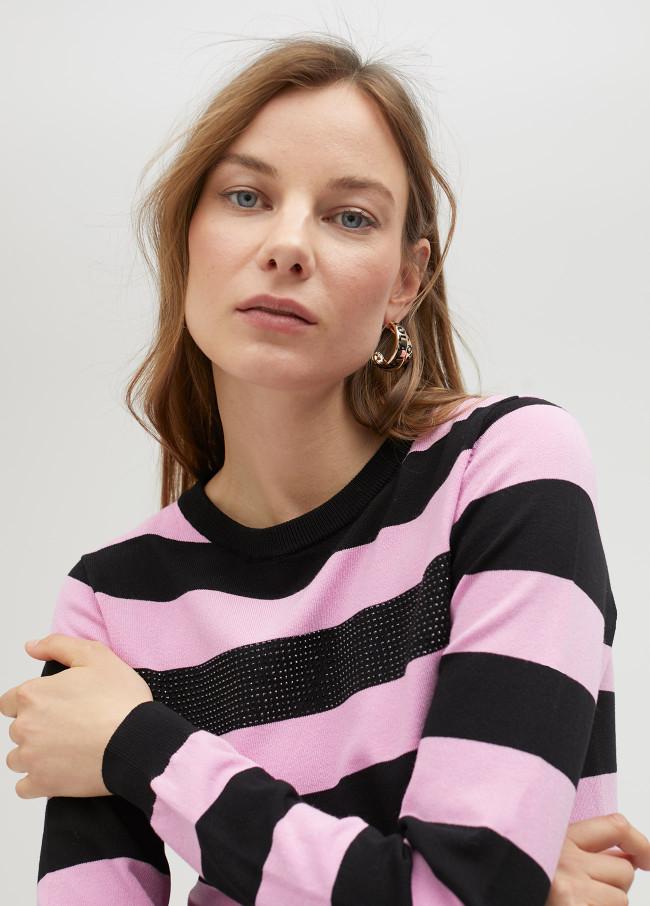 lola casademunt Jersey bicolor de rayas y detalle strass Solo hoy