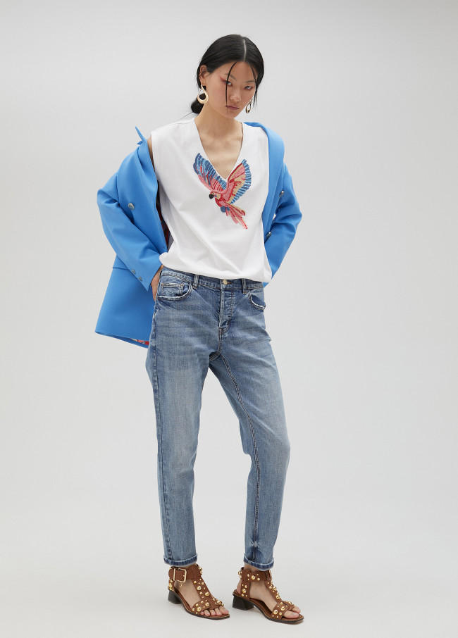 lola casademunt Camiseta pájaro con pedrería Envío gratis