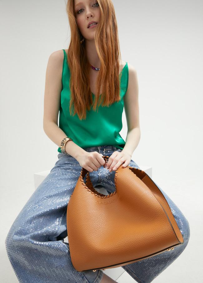 lola casademunt Bolso shopper con pespuntes Rebajas baratas