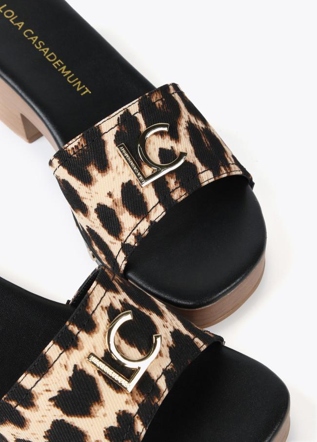 lola casademunt Zueco tejido leopardo Oferta exclusiva