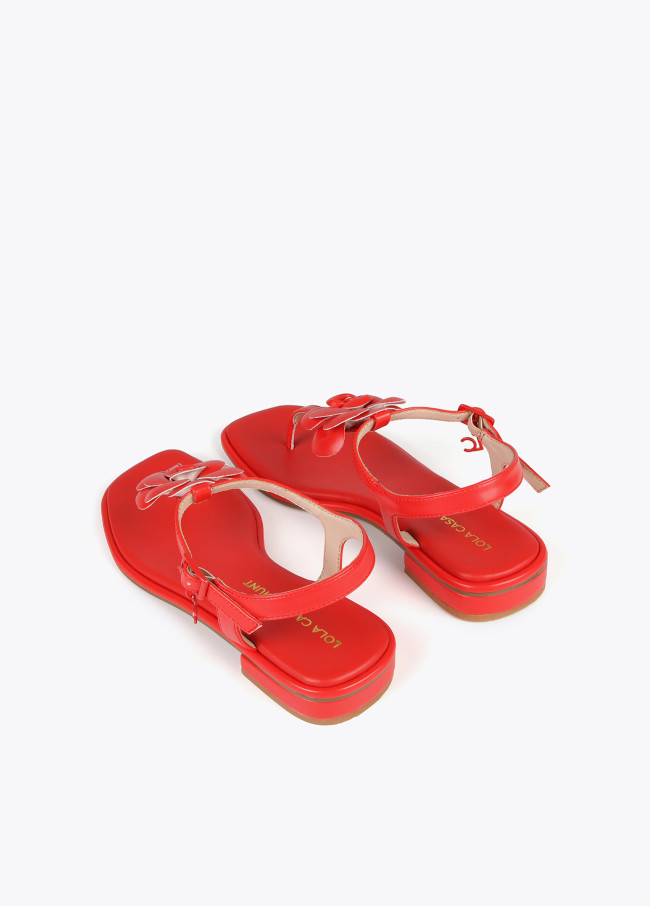 lola casademunt Sandalia con tira de dedo y detalle de flor Outlet