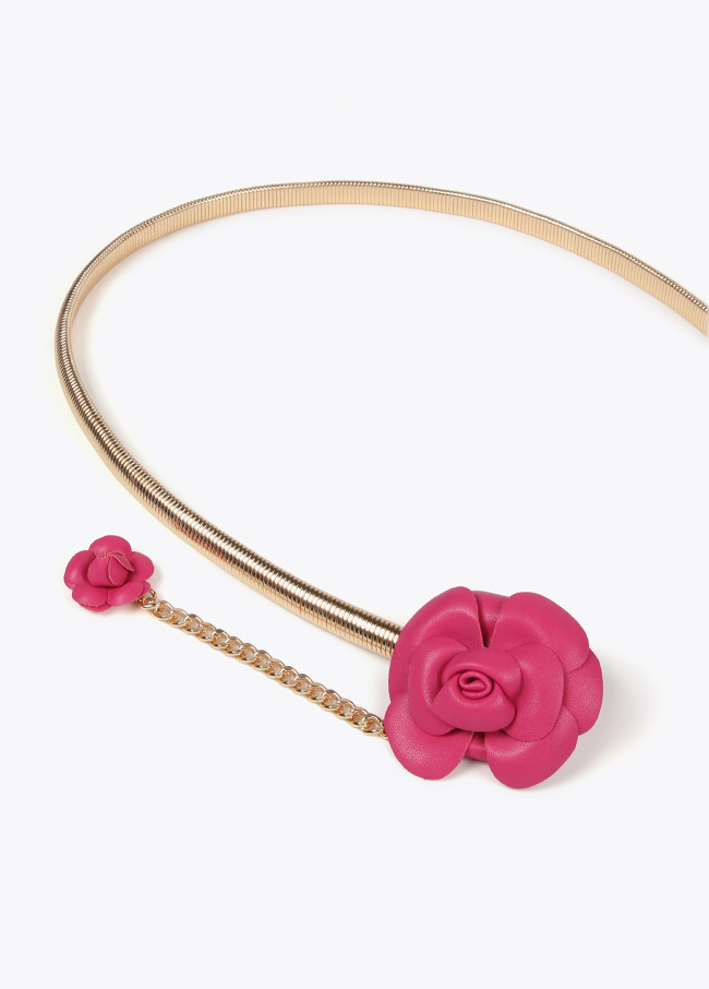lola casademunt Cinturón metal elástico flores efecto piel Tienda de fábrica