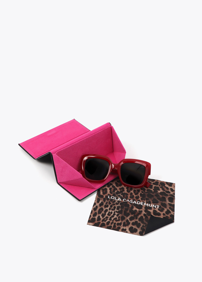 lola casademunt Gafa cuadrada color rojo y animal print Tienda