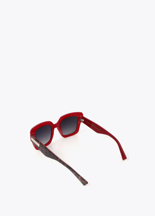 lola casademunt Gafa cuadrada color rojo y animal print Tienda