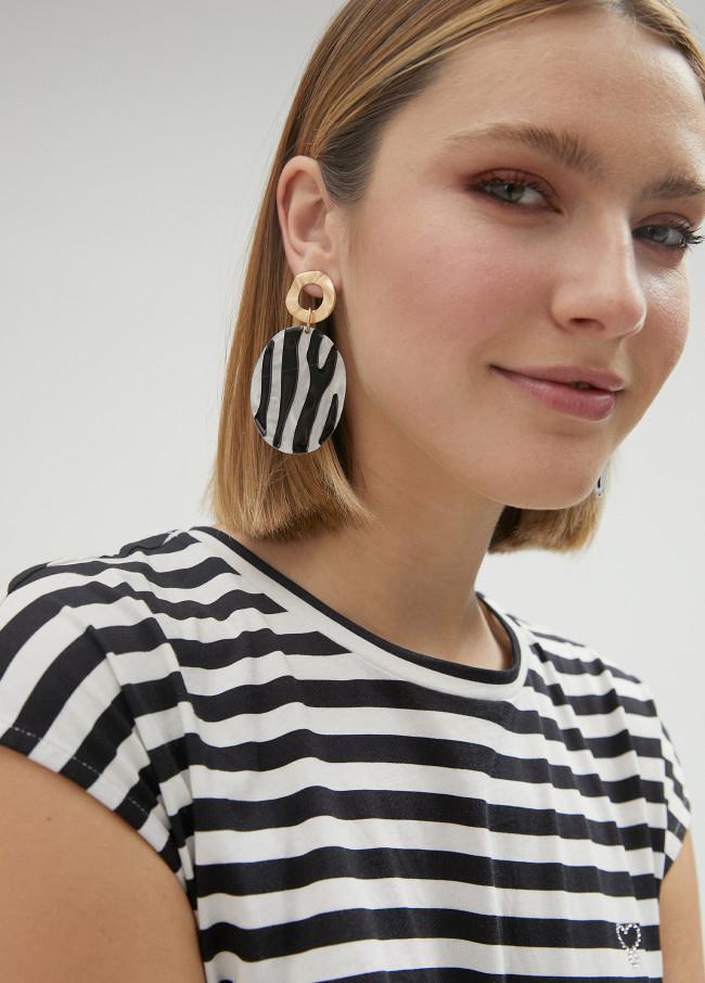 lola casademunt Pendientes efecto animal print zebra Oferta exclusiva