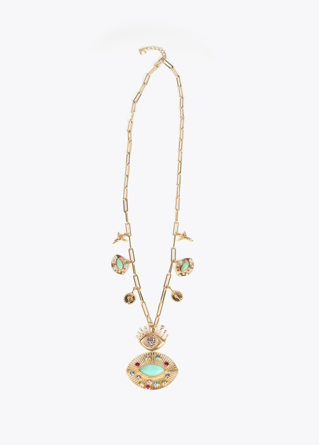lola casademunt Collar con ojo joya y charms