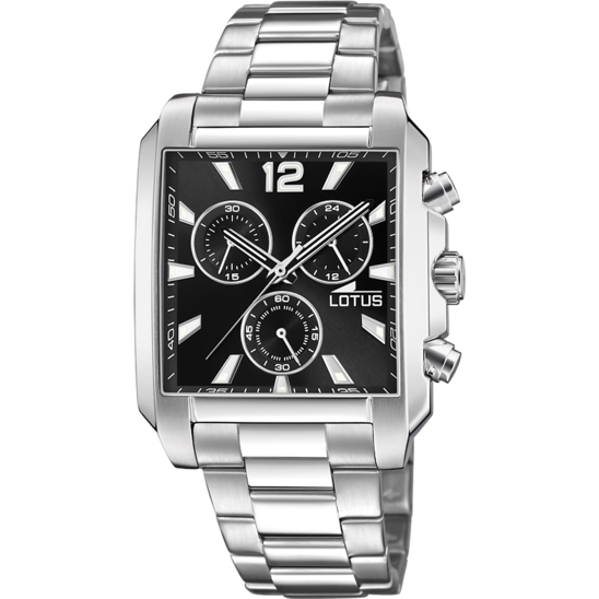 lotus RELOJ LOTUS SQUARE SERIES 18850/4 NEGRO CORREA DE ACERO INOXIDABLE 316L HOMBRE