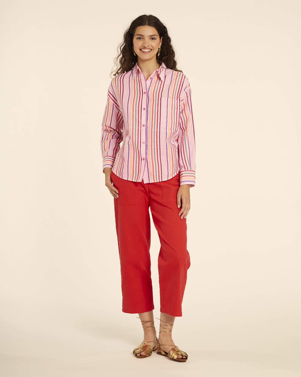 ﻿pepaloves CAMISA MANGA LARGA RAYAS PINK Descuento