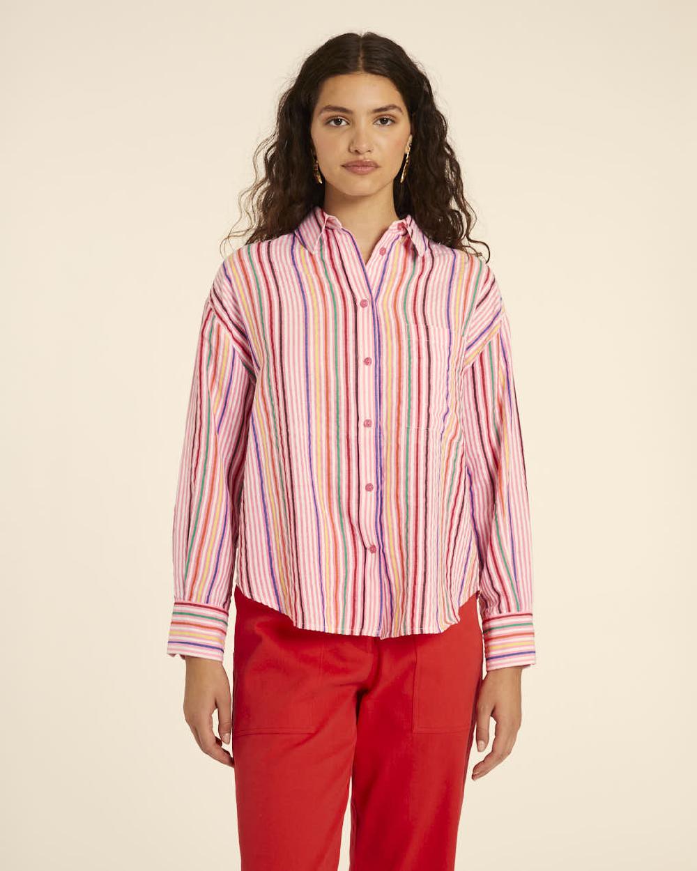 ﻿pepaloves CAMISA MANGA LARGA RAYAS PINK Descuento