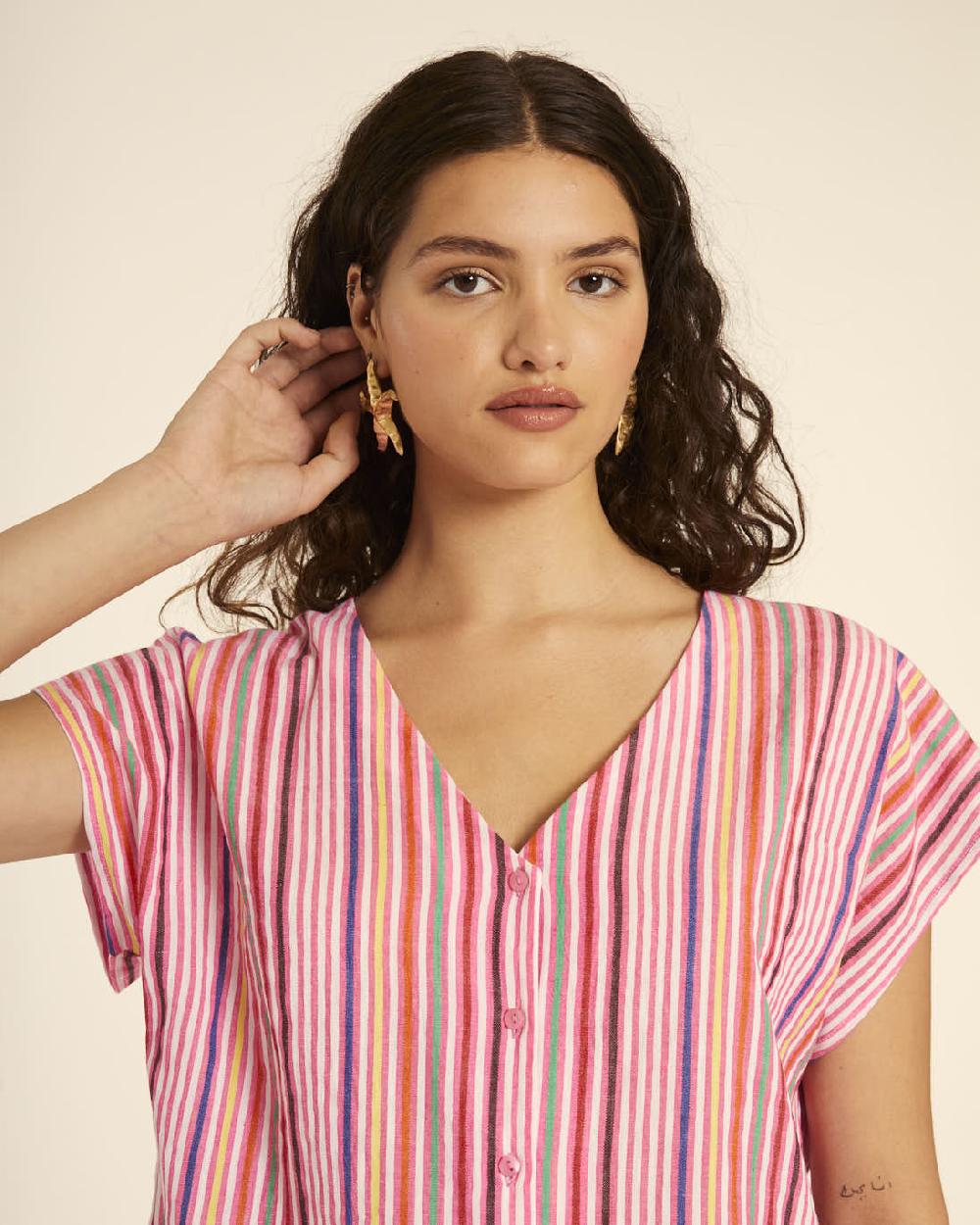 pepaloves BLUSA CUELLO DE PICO RAYAS PINK Mejor oferta