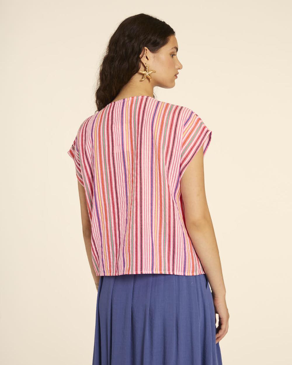 pepaloves BLUSA CUELLO DE PICO RAYAS PINK Mejor oferta