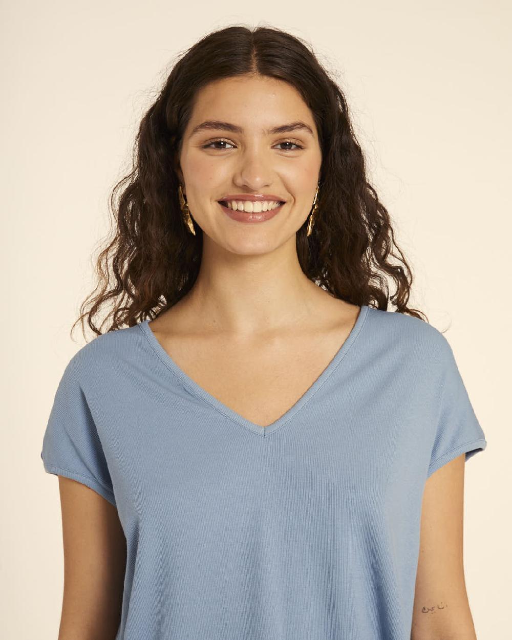 pepaloves CAMISETA AMPLIA CUELLO PICO AZUL Promoción por tiempo limitado