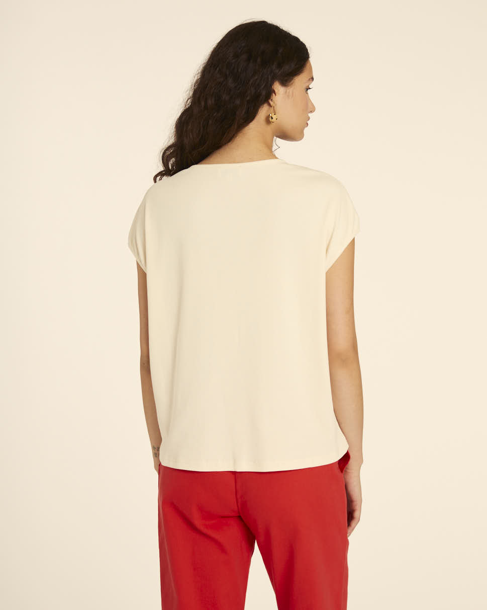pepaloves CAMISETA AMPLIA CUELLO PICO CREMA Liquidación