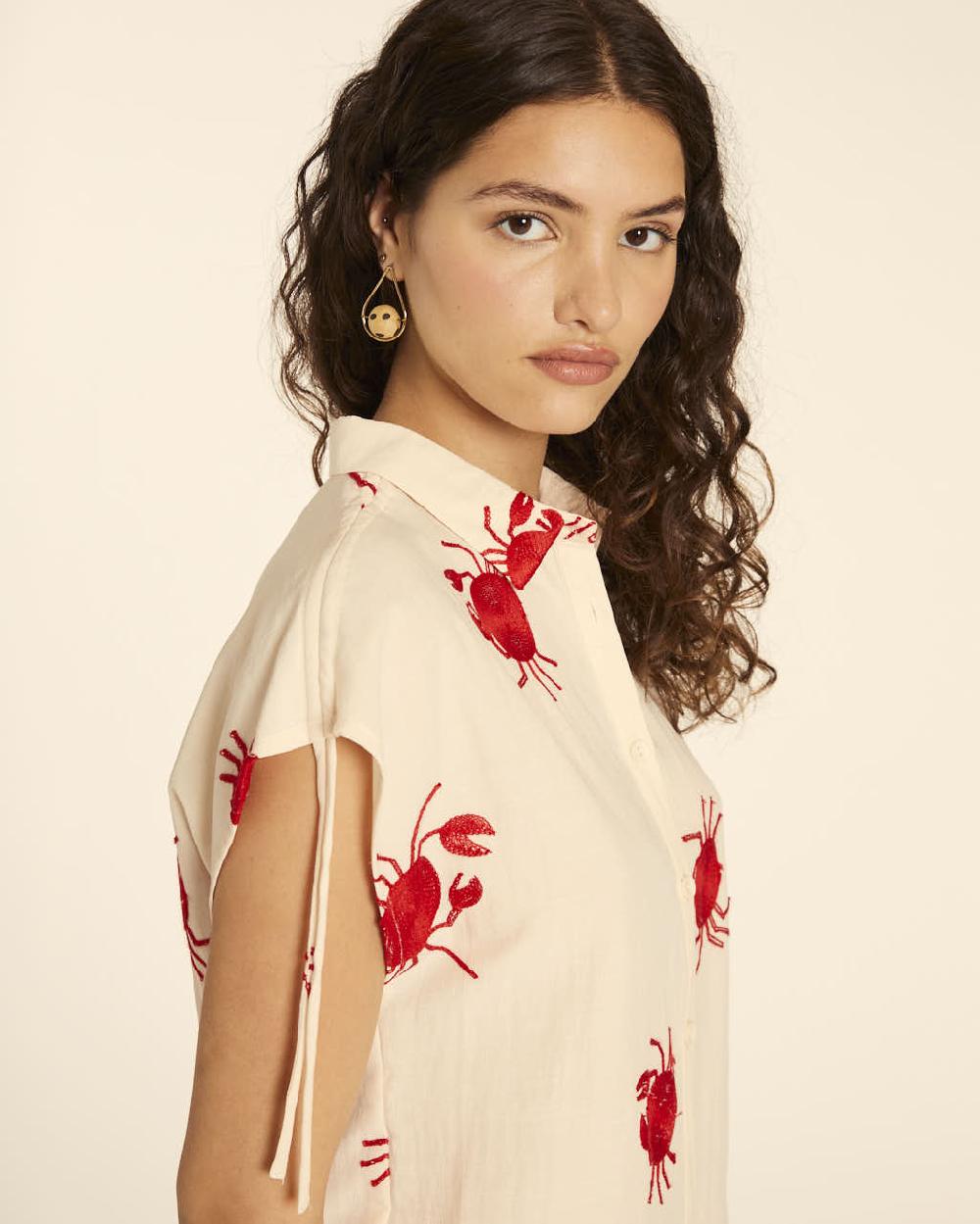 pepaloves CAMISA BORDADO CANGREJOS CREMA Descuentos del mes