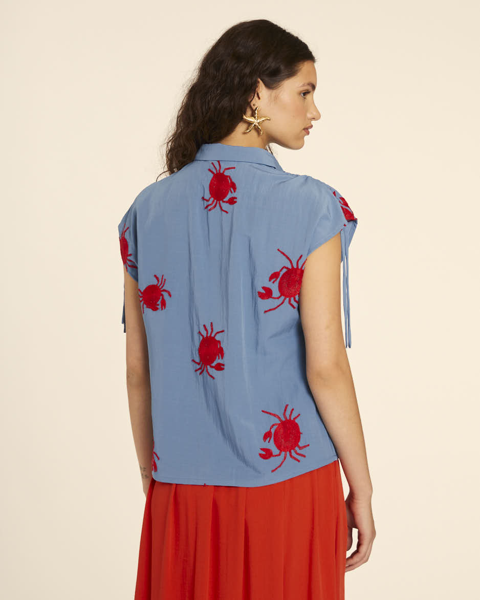 pepaloves CAMISA BORDADO CANGREJOS AZUL Oferta exclusiva