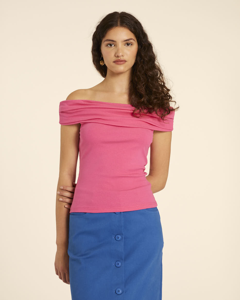 pepaloves TOP CUELLO BARDOT PINK Outlet online