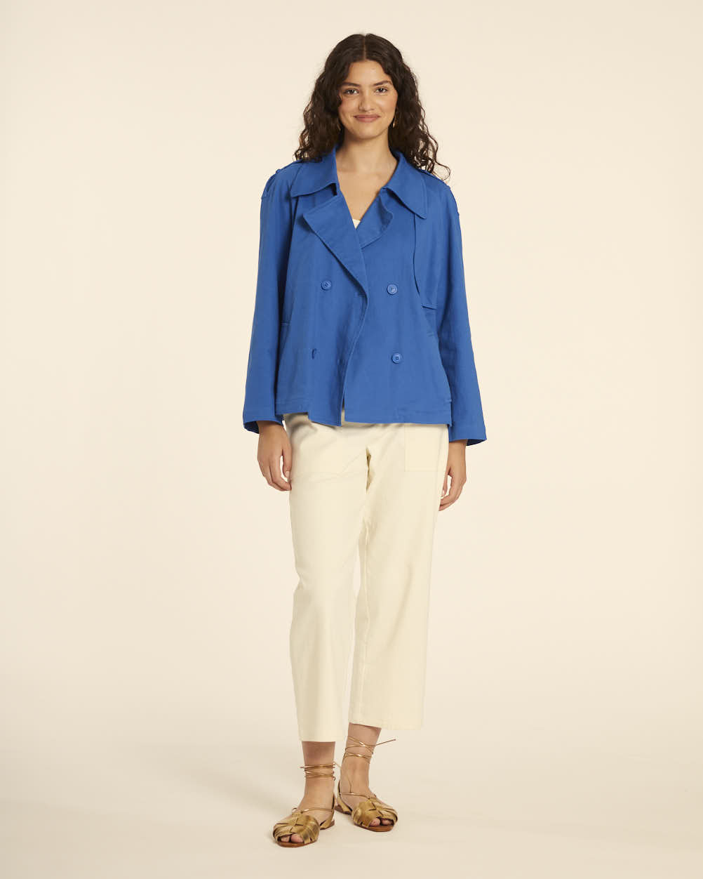 pepaloves TRENCH CORTO CANVAS AZUL Venta caliente