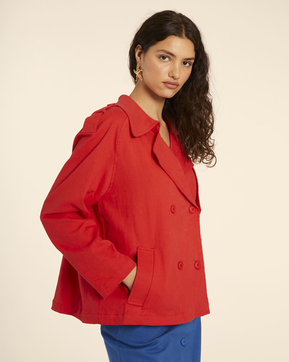 pepaloves TRENCH CORTO CANVAS ROJO Gran oferta