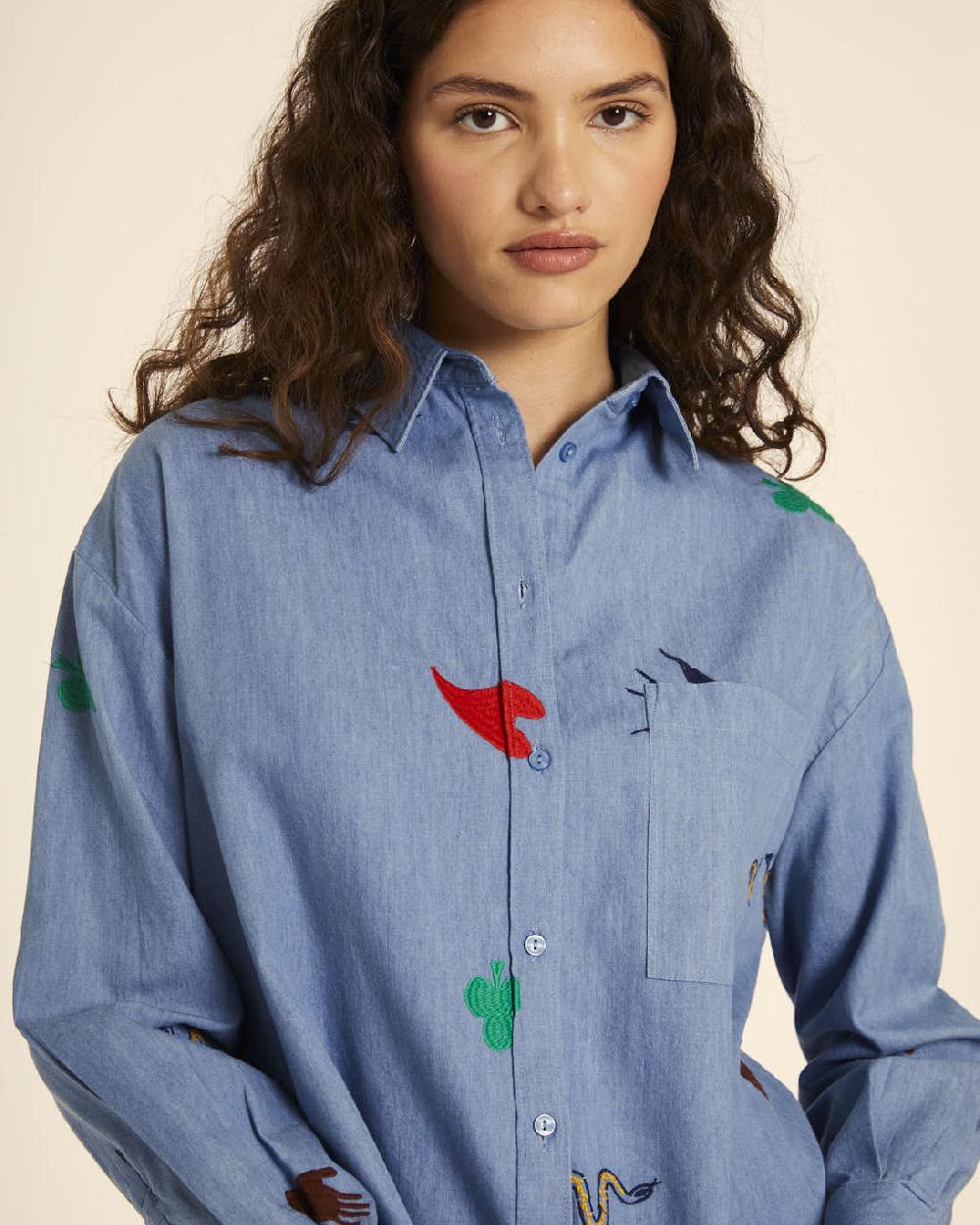 pepaloves CAMISA DENIM CON BORDADO Rebajas baratas
