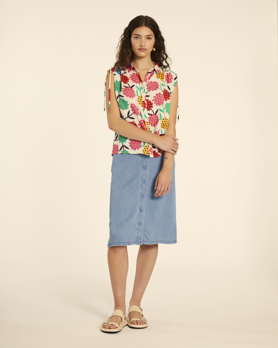 pepaloves CAMISA FRUNCIDA FLORES Promoción por tiempo limitado
