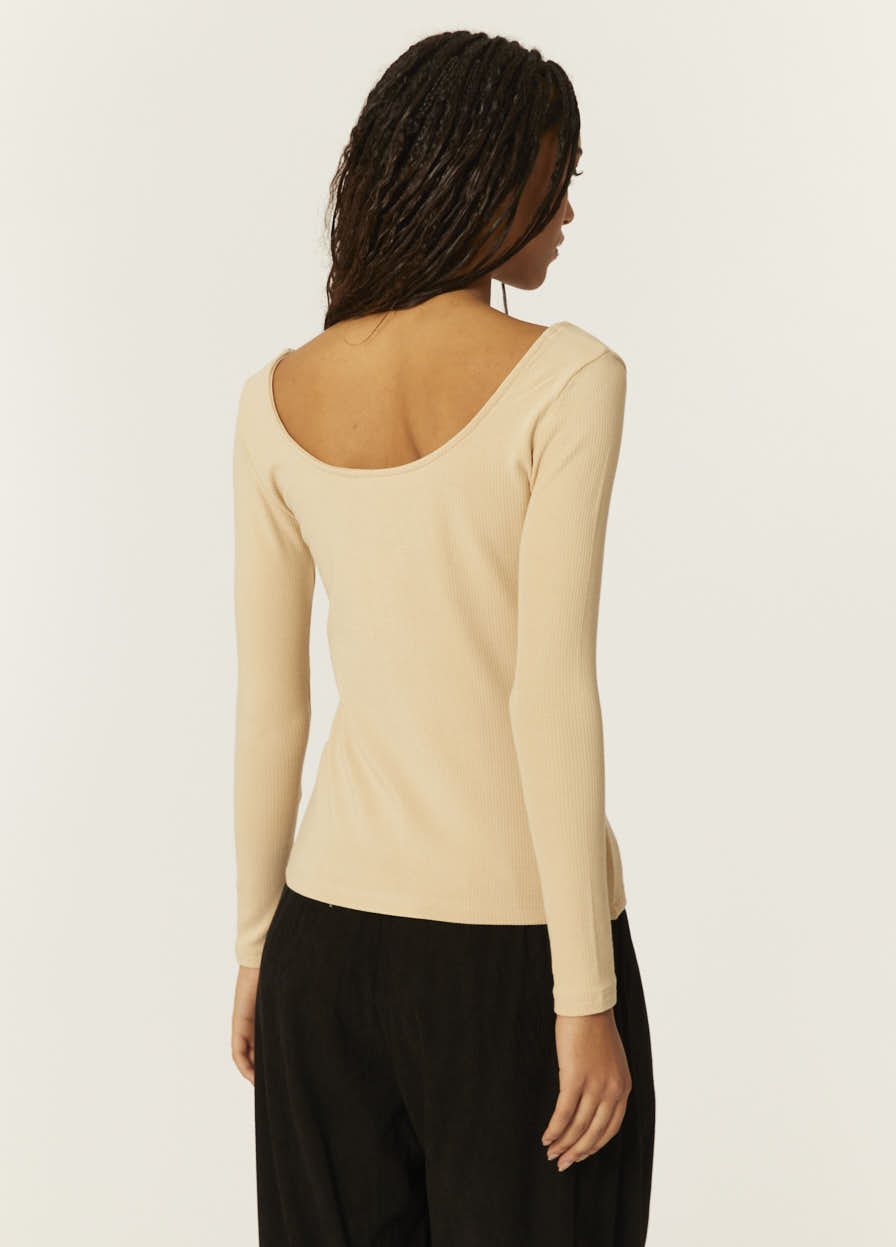 pepaloves TOP CANALE CUELLO U BEIGE Última moda