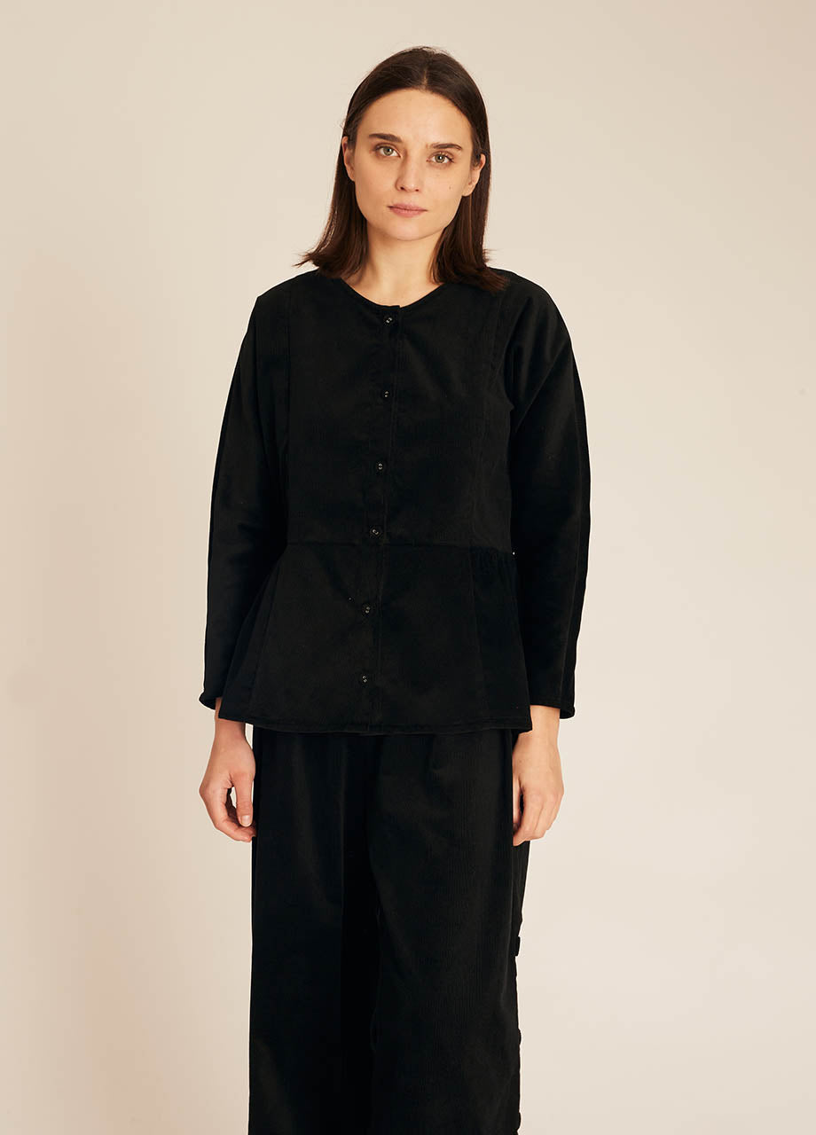 pepaloves THIN CORDUROY SHIRT BLACK Superdescuento