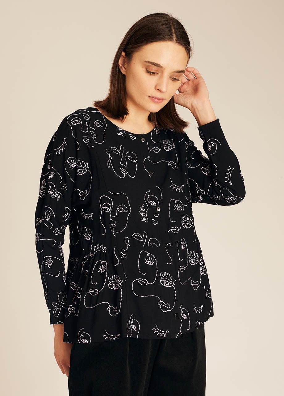 pepaloves FACES EMBROIDERY SHIRT Grandes descuentos