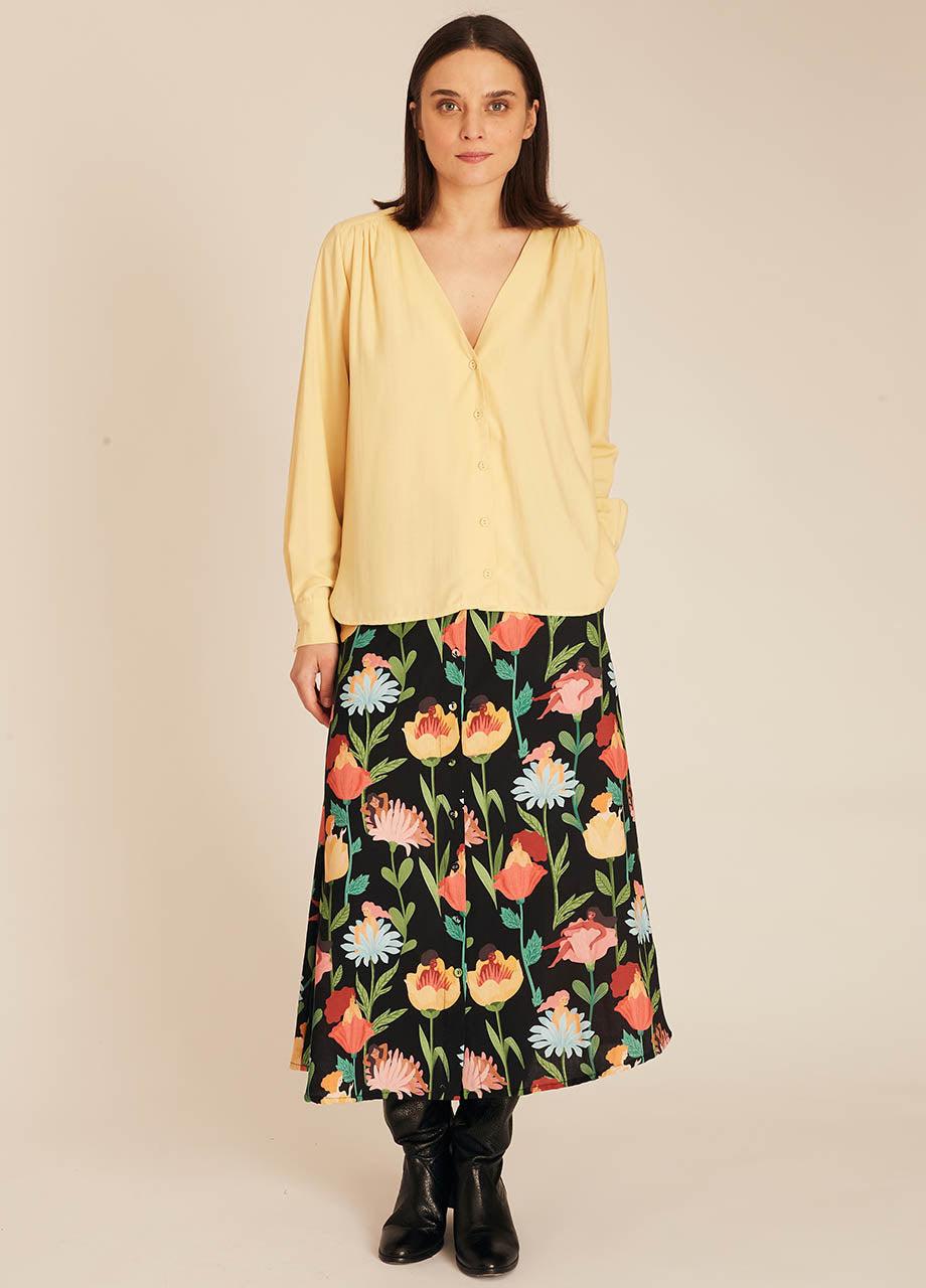 pepaloves VNECK SILKY SHIRT YELLOW Envío internacional gratuito