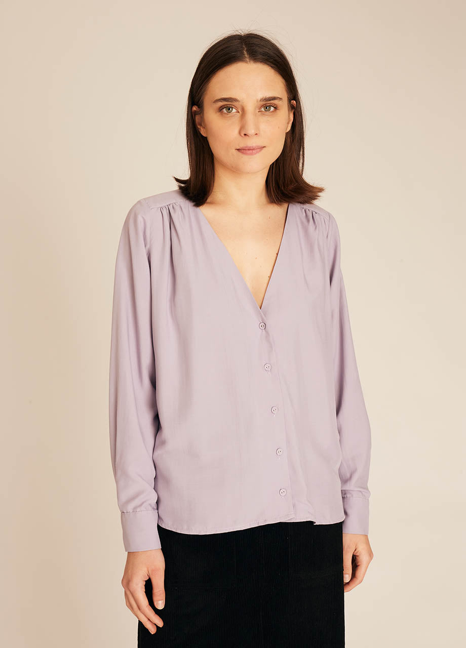 pepaloves VNECK SILKY SHIRT LILAC Tienda de fábrica