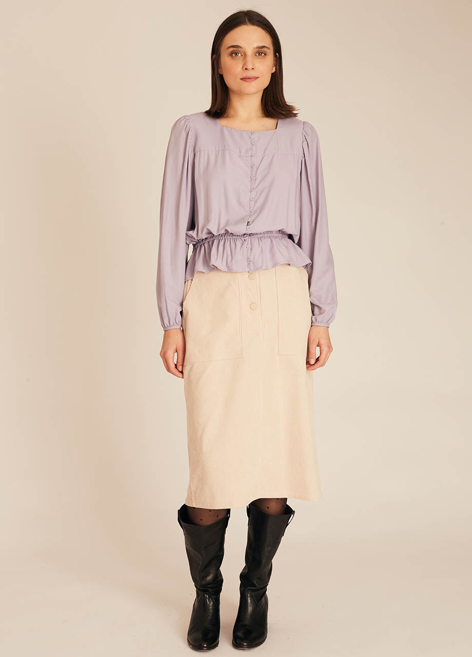 pepaloves FRILL SILKY SHIRT LILAC Precios de Black Friday