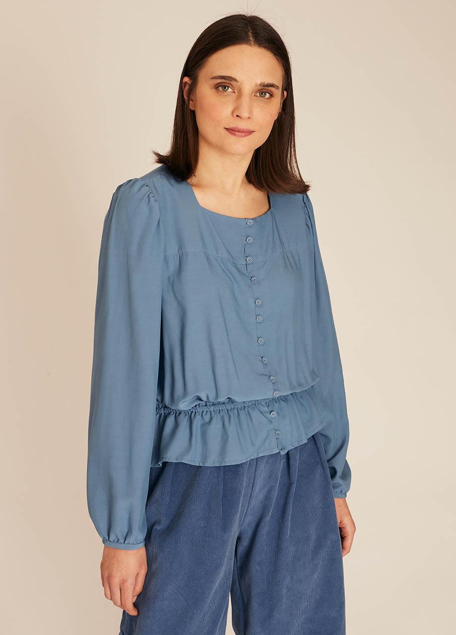 pepaloves FRILL SILKY SHIRT BLUE En oferta