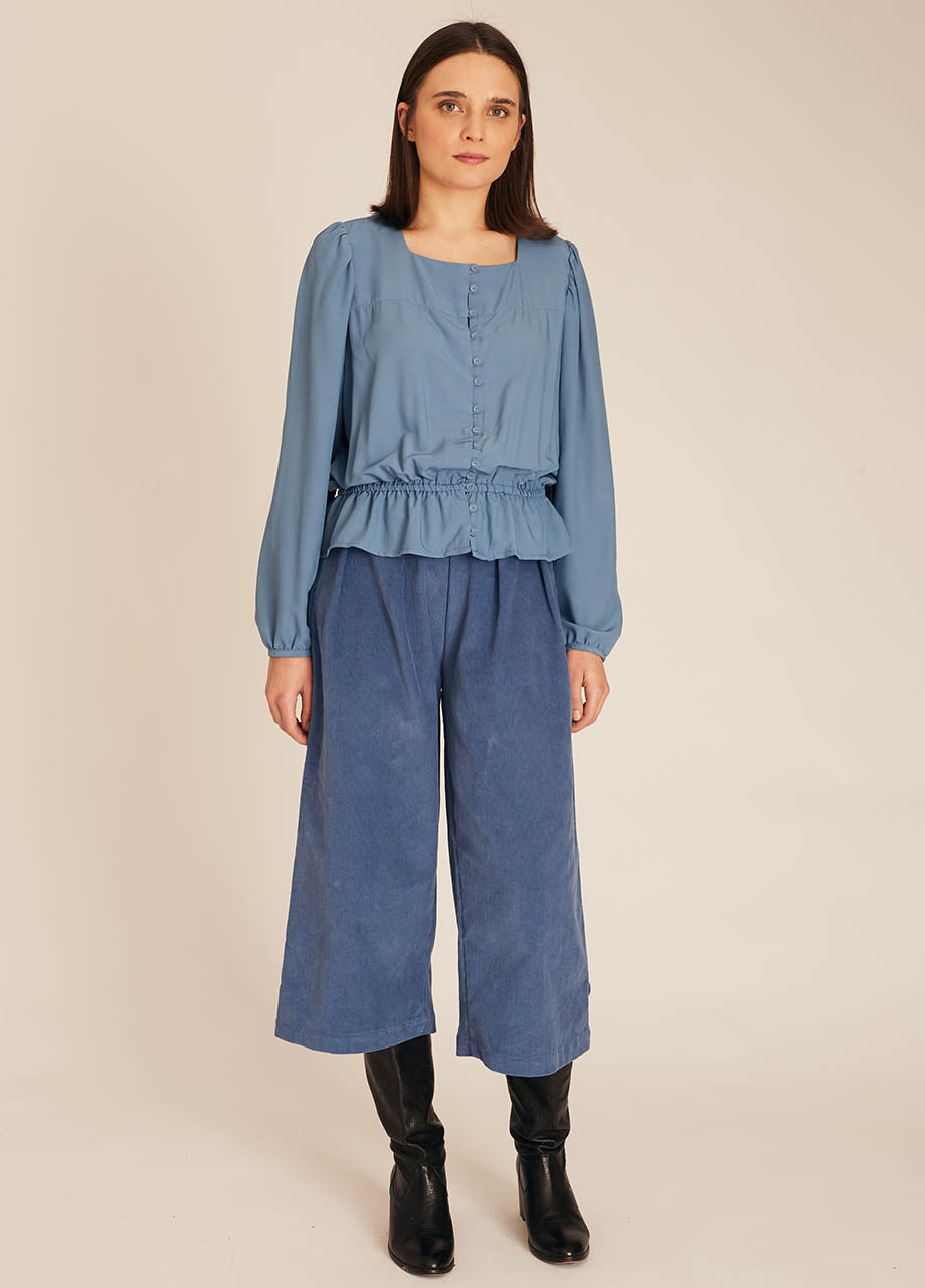 pepaloves FRILL SILKY SHIRT BLUE En oferta